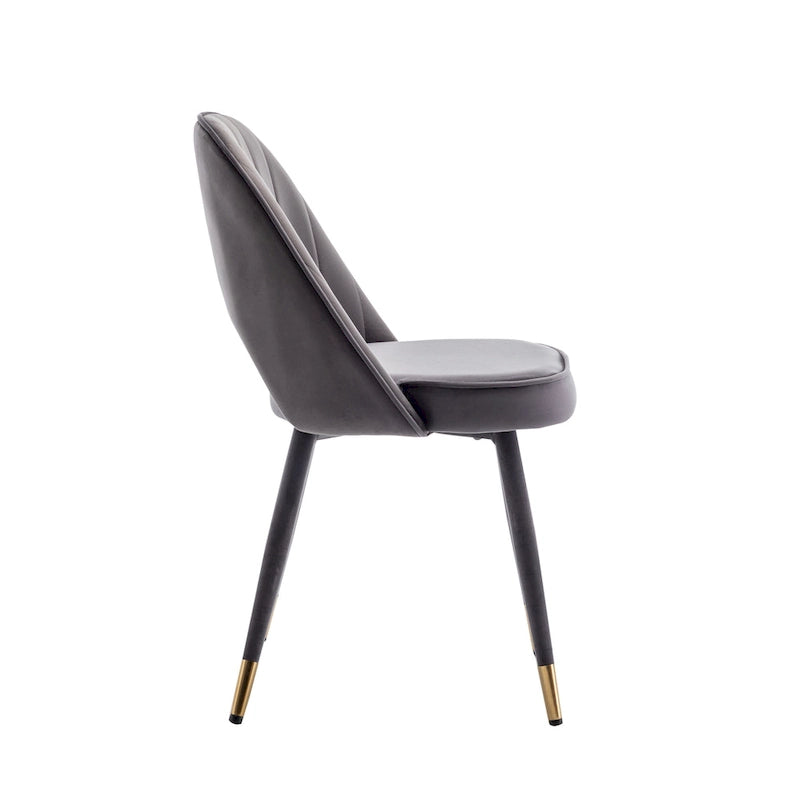 Velvet Dining Chairs with Gold Trim, Set of 2