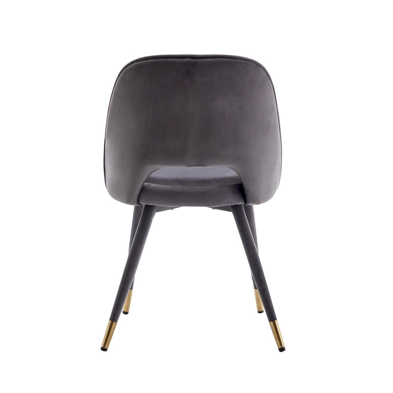 Velvet Dining Chairs with Gold Trim, Set of 2