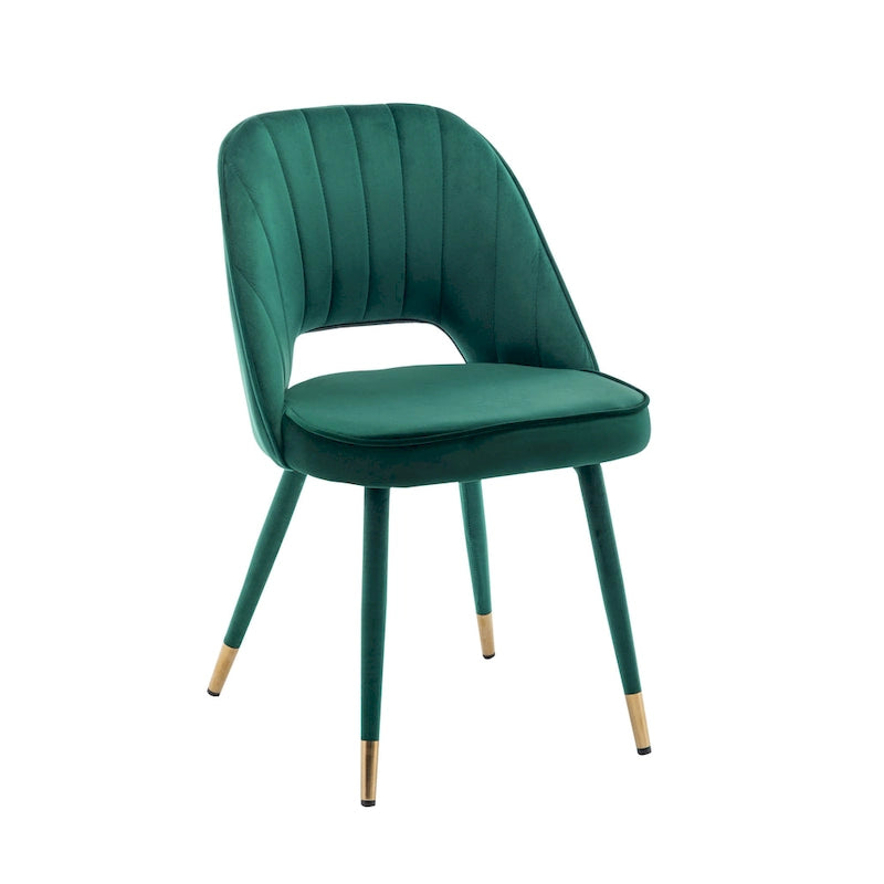 Velvet Dining Chairs with Gold Trim, Set of 2