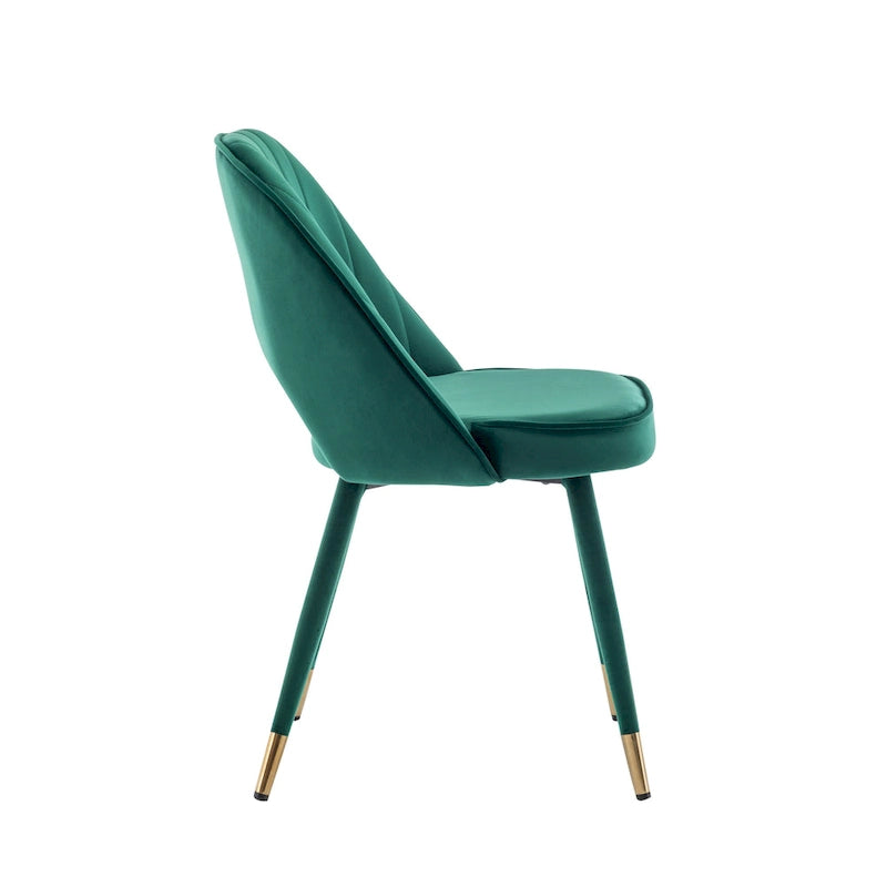 Velvet Dining Chairs with Gold Trim, Set of 2