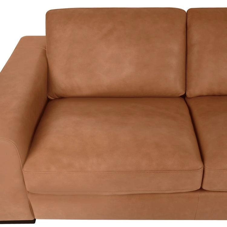 Luxury Cowhide Leather Loveseat with Firm Cushions, Spacious 2-Seat Design, and Bolster Pillows