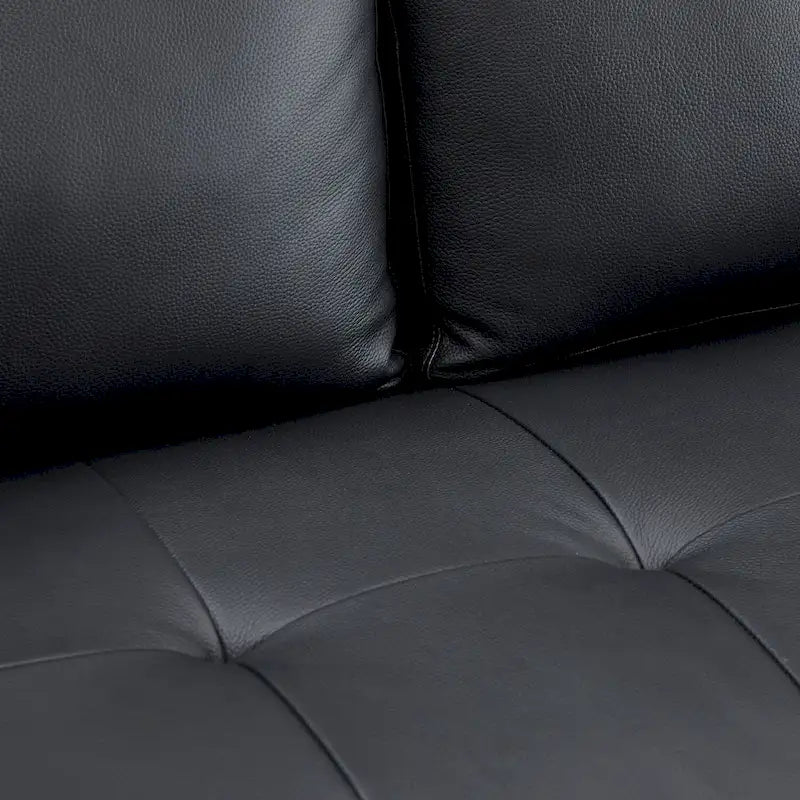 Luxury Cowhide Leather Loveseat with Firm Cushions, Spacious 2-Seat Design, and Bolster Pillows