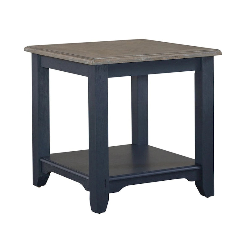 Wire Brushed Gray End Table- Navy