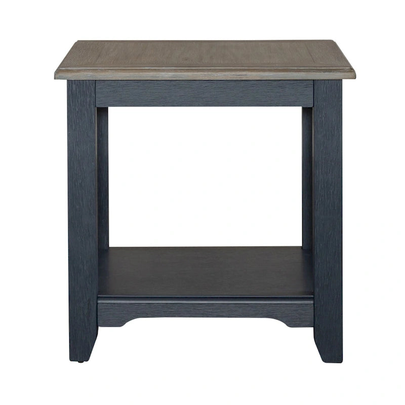 Wire Brushed Gray End Table- Navy