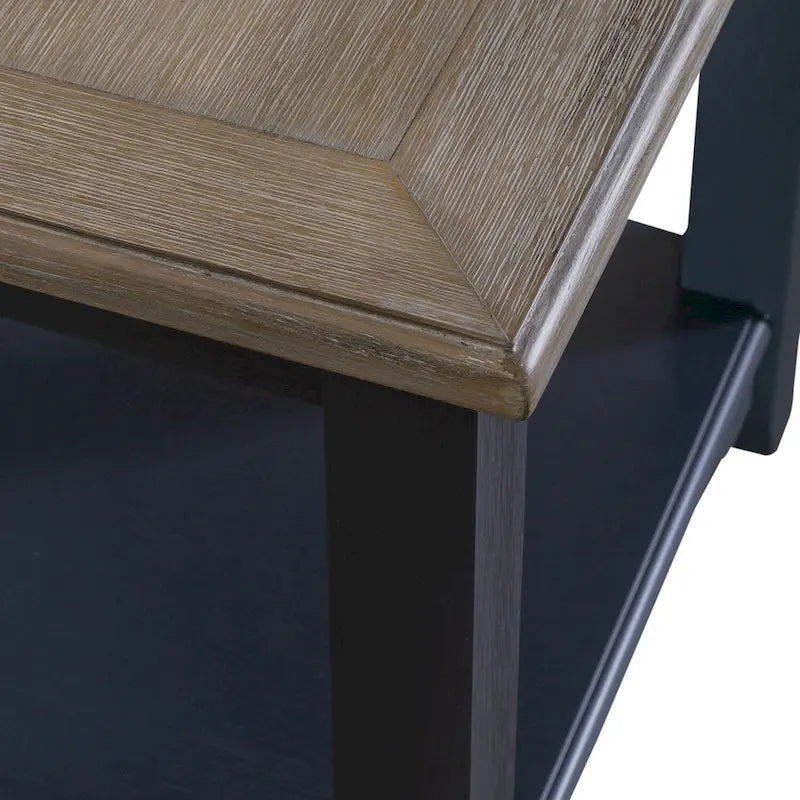 Wire Brushed Gray End Table- Navy