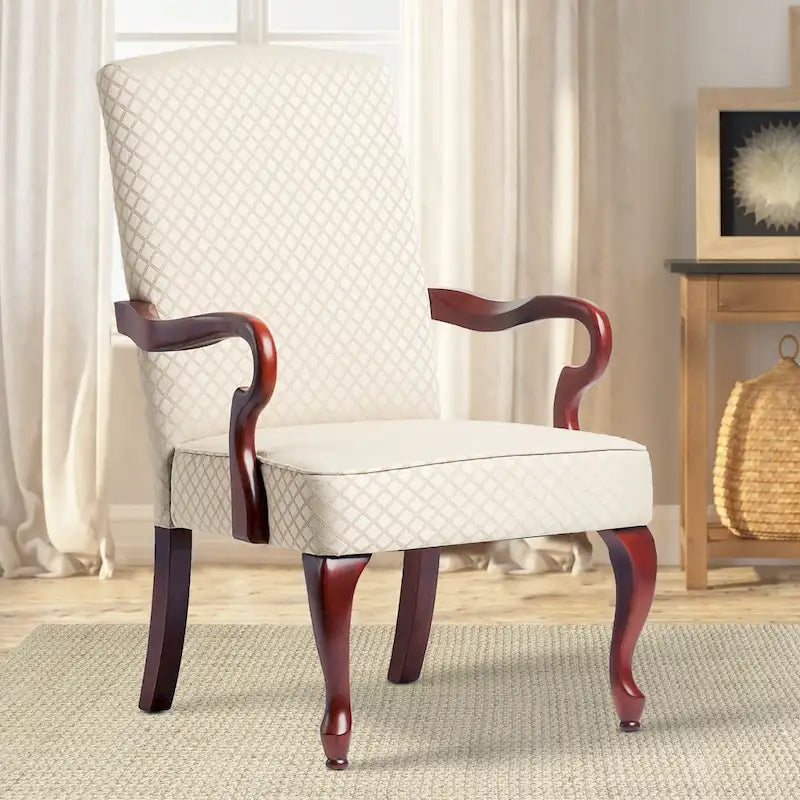 Cherry Finish Gooseneck Accent Chair