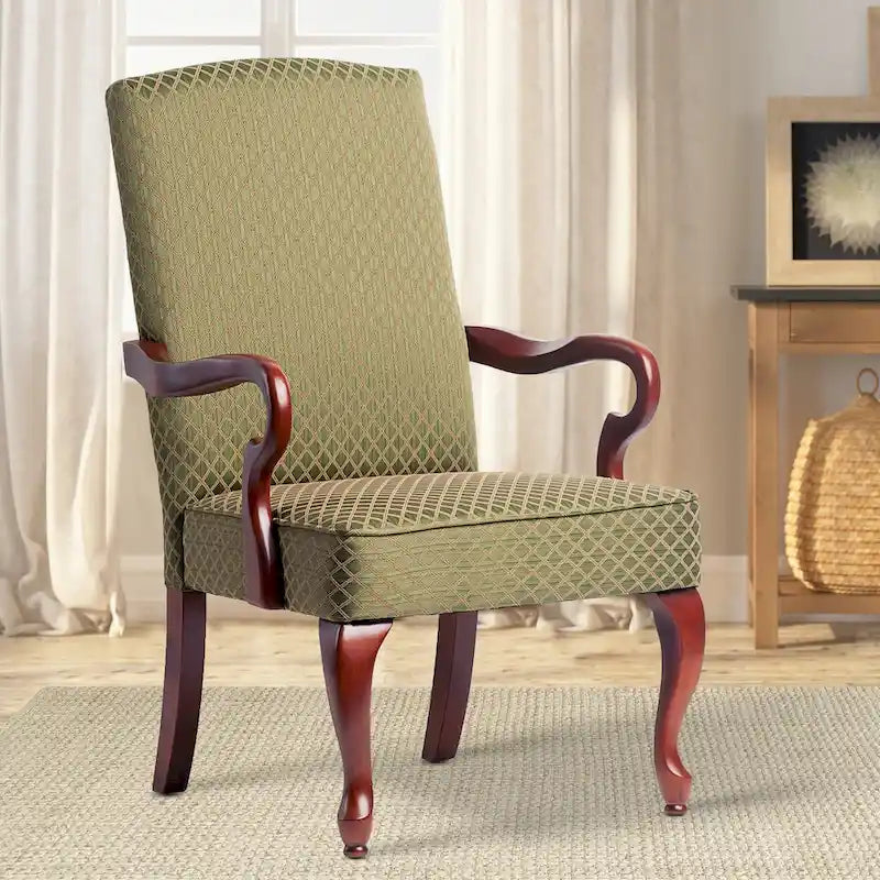 Cherry Finish Gooseneck Accent Chair