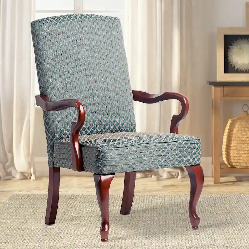 Cherry Finish Gooseneck Accent Chair