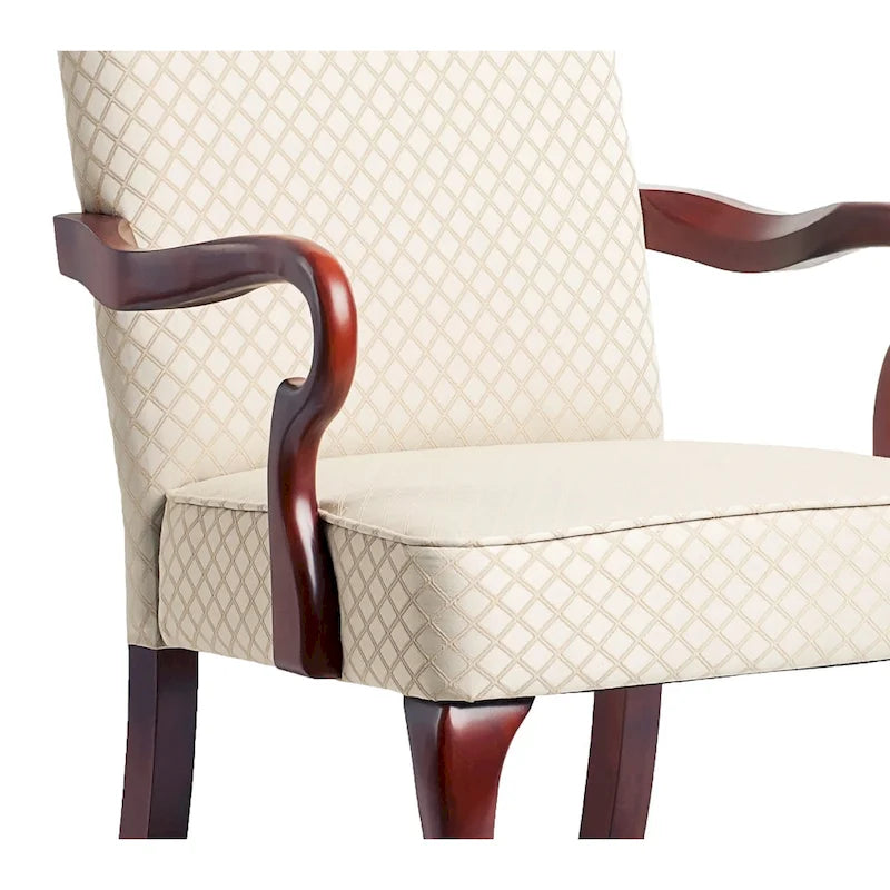 Cherry Finish Gooseneck Accent Chair