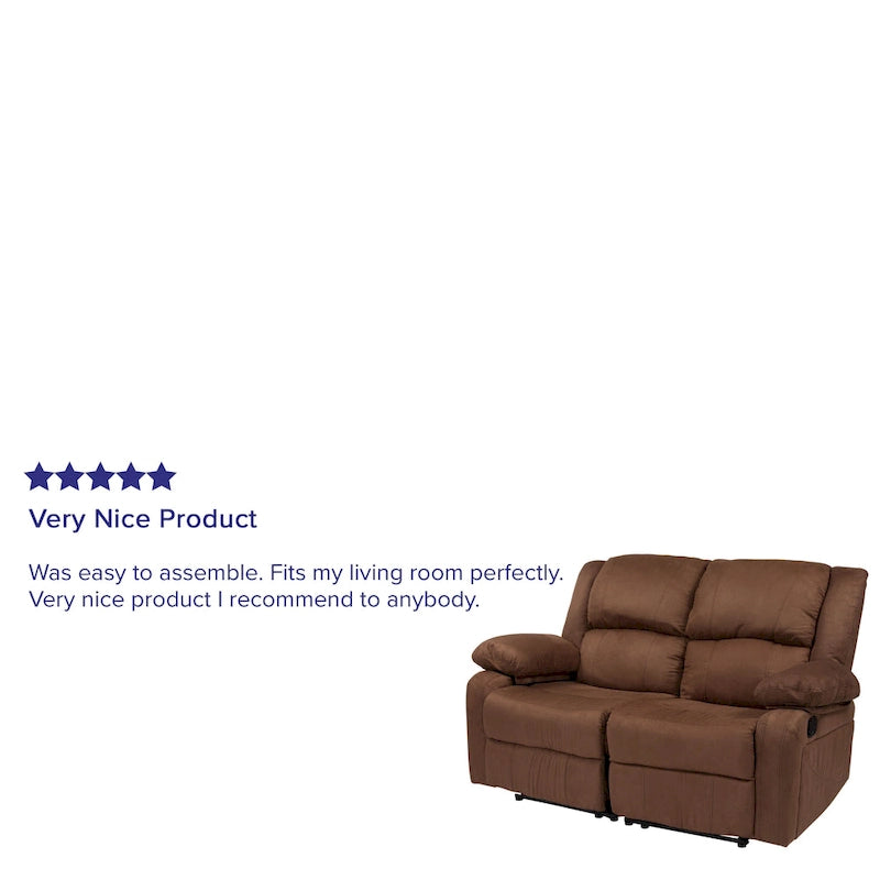 Contemporary Upholstered Recliner Loveseat with Headrests and Armrests