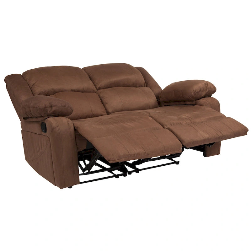Contemporary Upholstered Recliner Loveseat with Headrests and Armrests