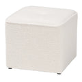 Modern and Contemporary Ivory Boucle Upholstered Ottoman