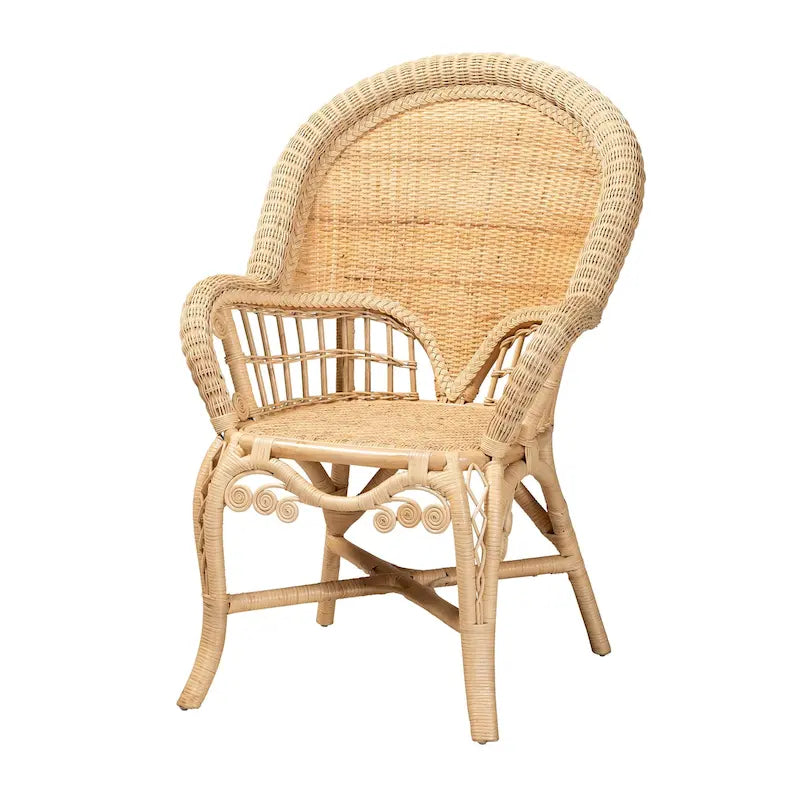 Modern Bohemian Natural Brown Rattan Accent Chair