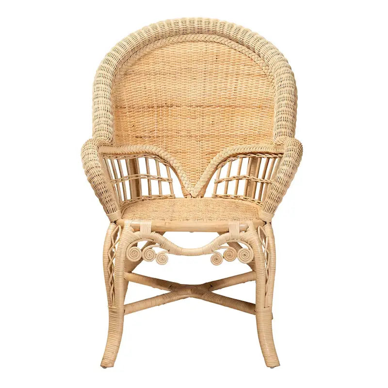 Modern Bohemian Natural Brown Rattan Accent Chair