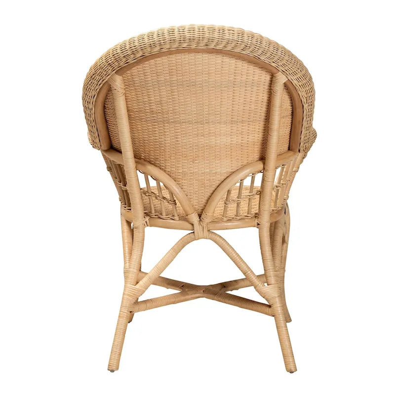 Modern Bohemian Natural Brown Rattan Accent Chair