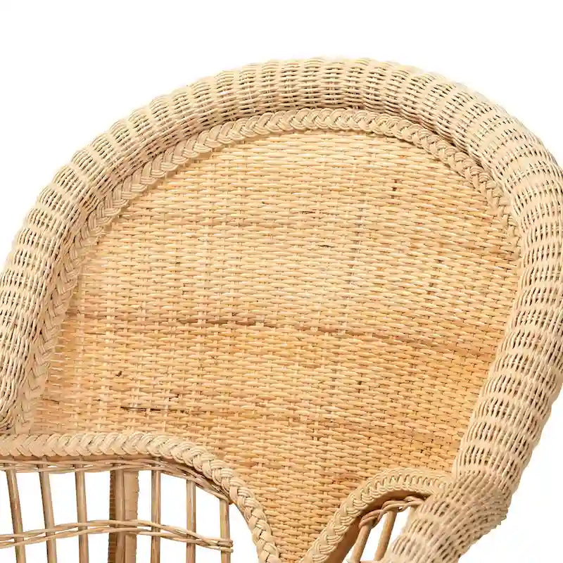 Modern Bohemian Natural Brown Rattan Accent Chair