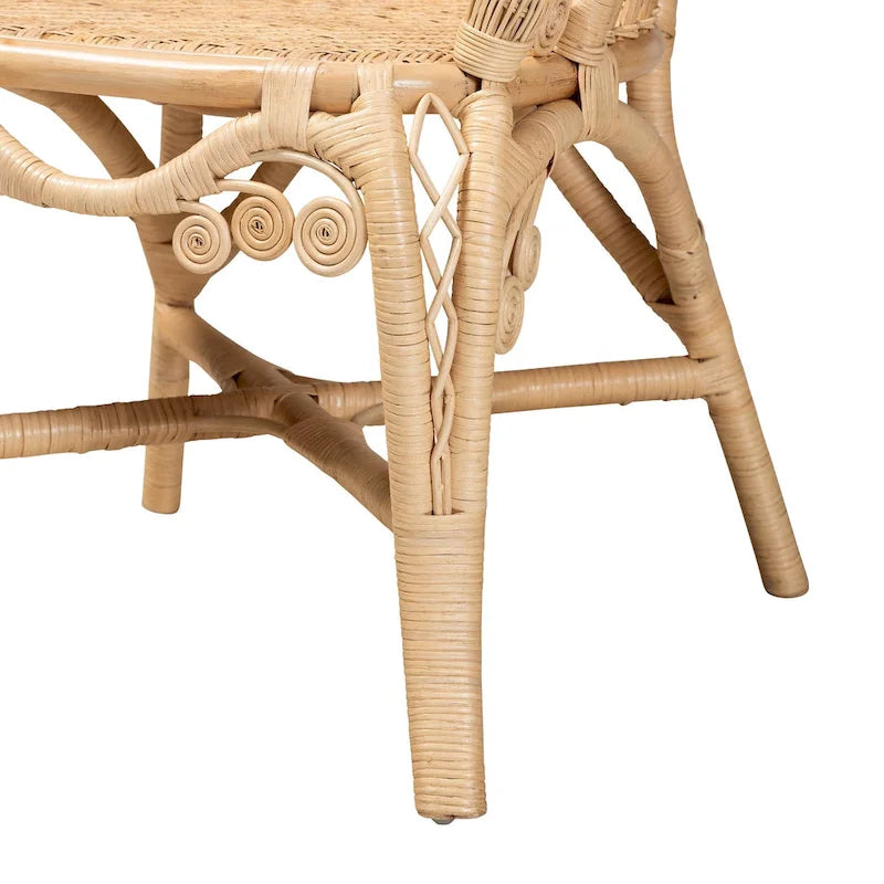 Modern Bohemian Natural Brown Rattan Accent Chair
