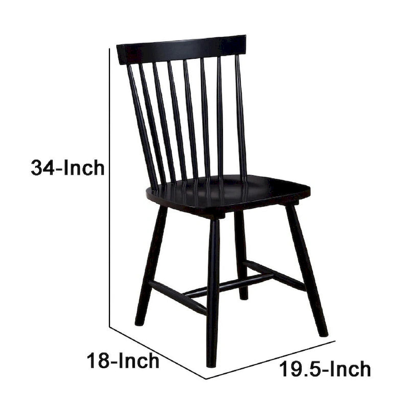 Dining Side Chair, Rubberwood, Windsor Back, Set of 2 - 19.5 L x 18 W x 34 H