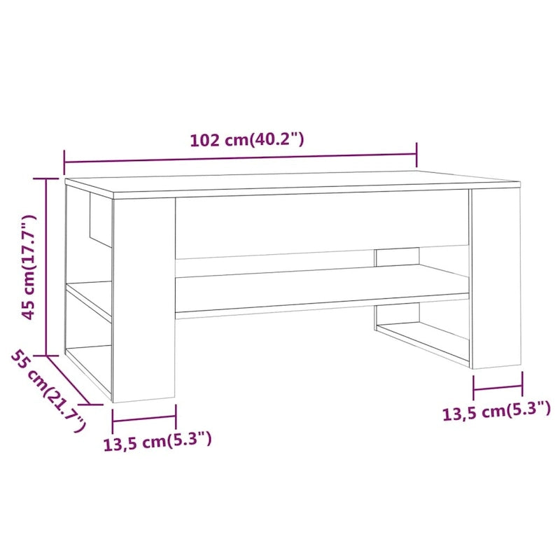 Coffee Table multicolor 40.2x21.7x17.7 Engineered Wood