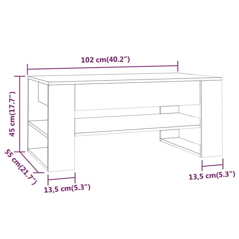 Coffee Table multicolor 40.2x21.7x17.7 Engineered Wood