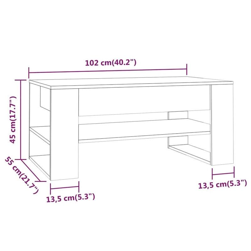 Coffee Table multicolor 40.2x21.7x17.7 Engineered Wood