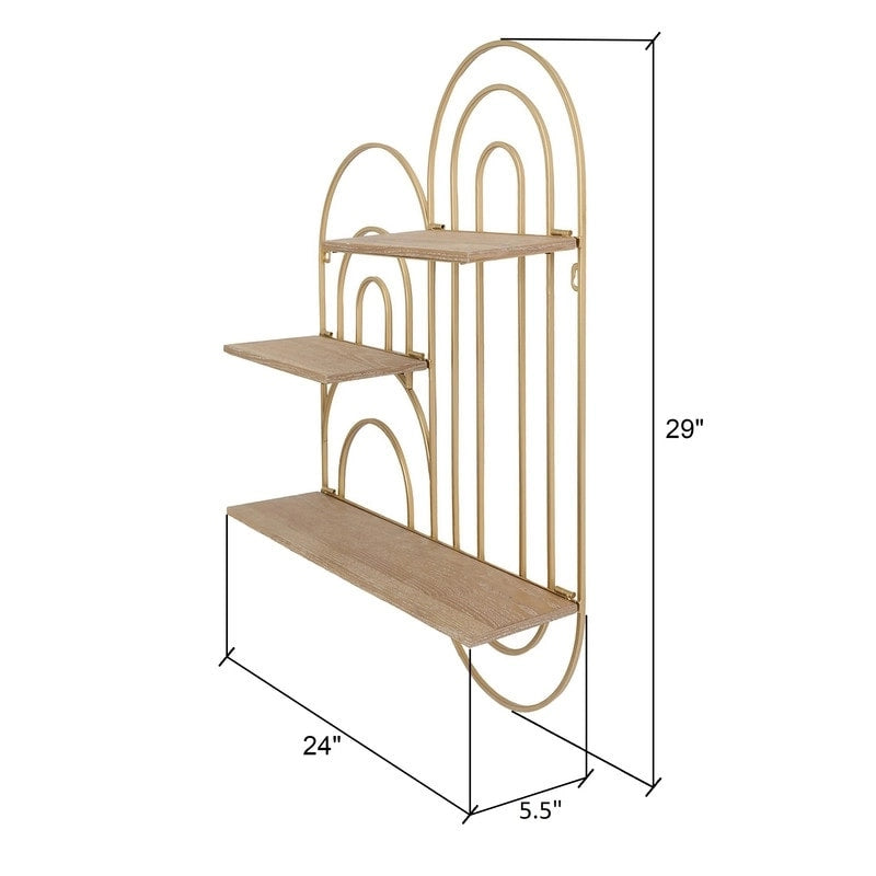 Oval Metal Modern Tiered Wall Shelf - 29H x 24W x 5.5D