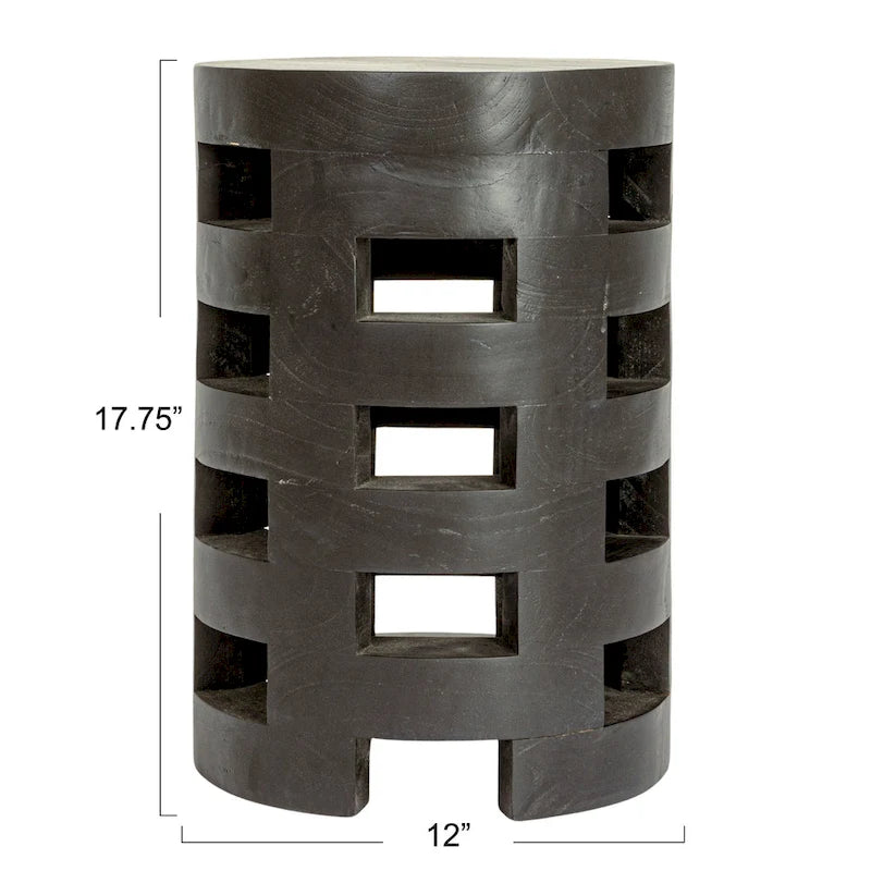 Wood Stool with Textured Surface