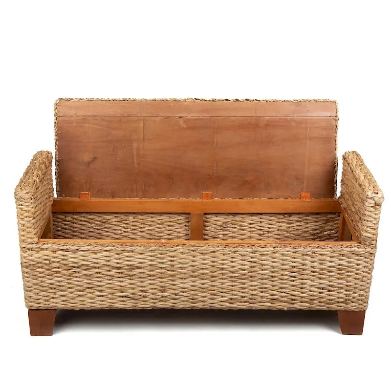 Wicker Storage Bench Rattan Ottoman - Large