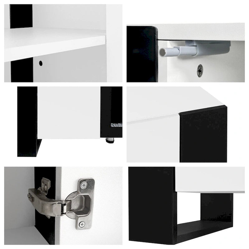 Modern TV Stand with 34.2 Non-heating Electric Fireplace and Cabinets