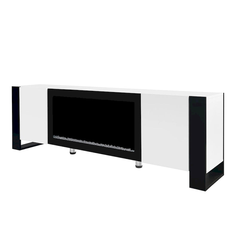 Modern TV Stand with 34.2 Non-heating Electric Fireplace and Cabinets