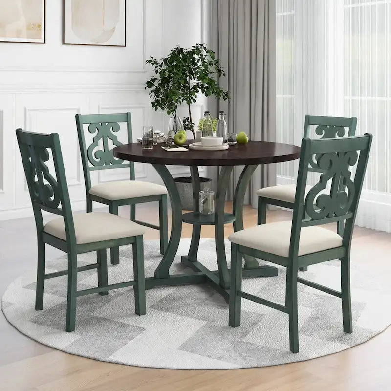 5-Piece Round Dining Table and Chair Set