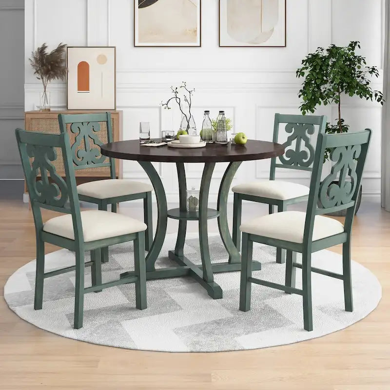 5-Piece Round Dining Table and Chair Set