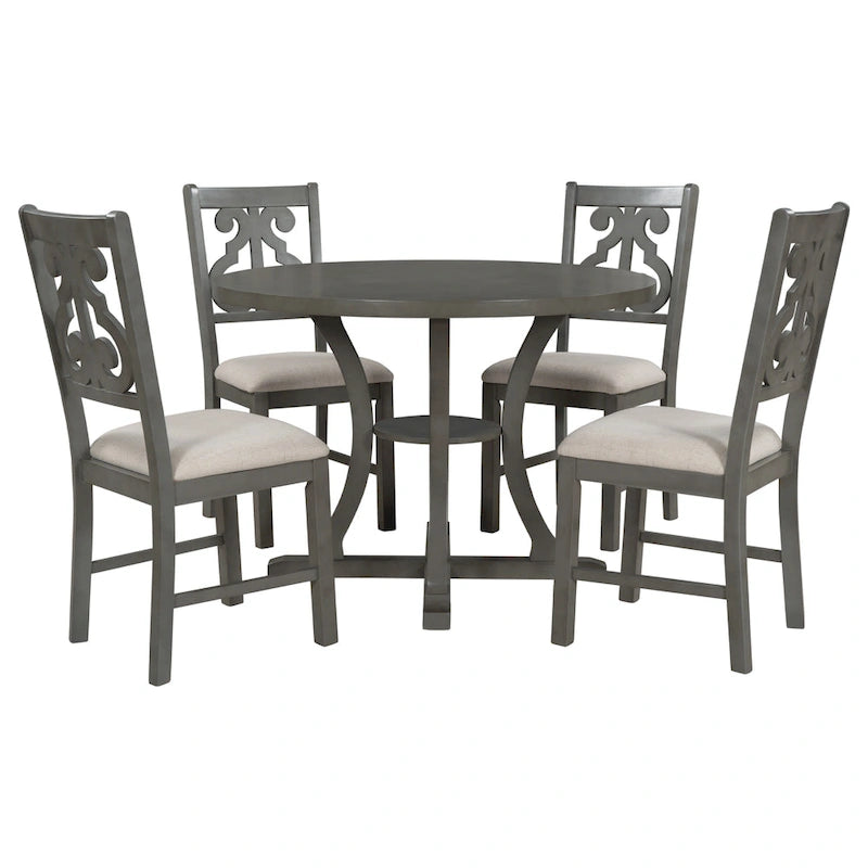 5-Piece Round Dining Table and Chair Set