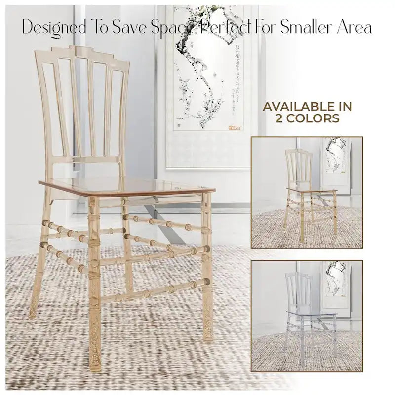 Modern Acrylic Dining Side Chair with Windsor Back Design