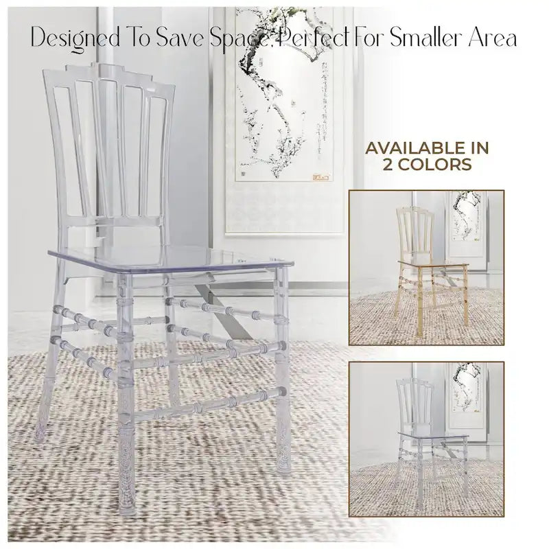 Modern Acrylic Dining Side Chair with Windsor Back Design