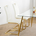 Modern Faux Leather Padded Seat Dining Chairs with gold Metal Legs,Set of 2
