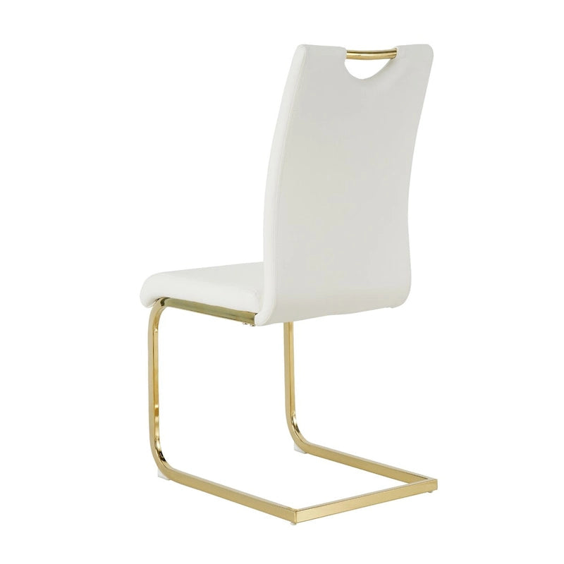 Modern Faux Leather Padded Seat Dining Chairs with gold Metal Legs,Set of 2