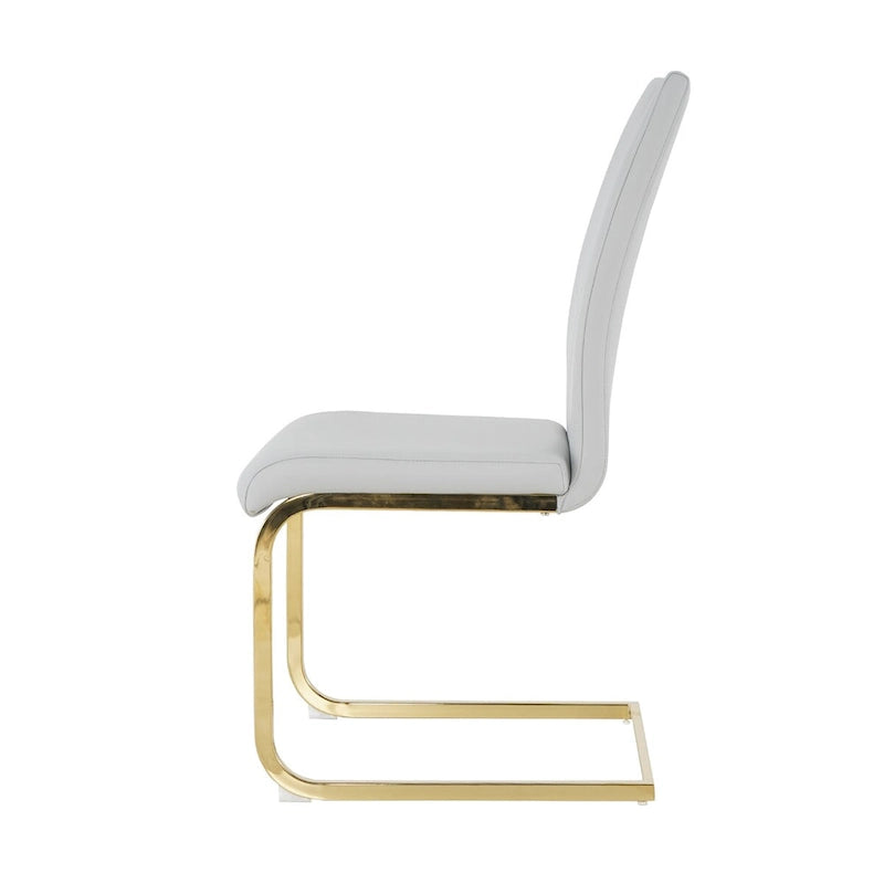 Modern Faux Leather Padded Seat Dining Chairs with gold Metal Legs,Set of 2