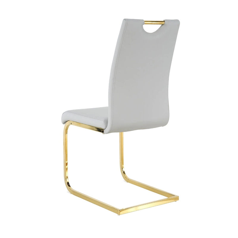 Modern Faux Leather Padded Seat Dining Chairs with gold Metal Legs,Set of 2