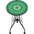 22 Leaf Design Glass & Metal Side Table by Trademark Innovations