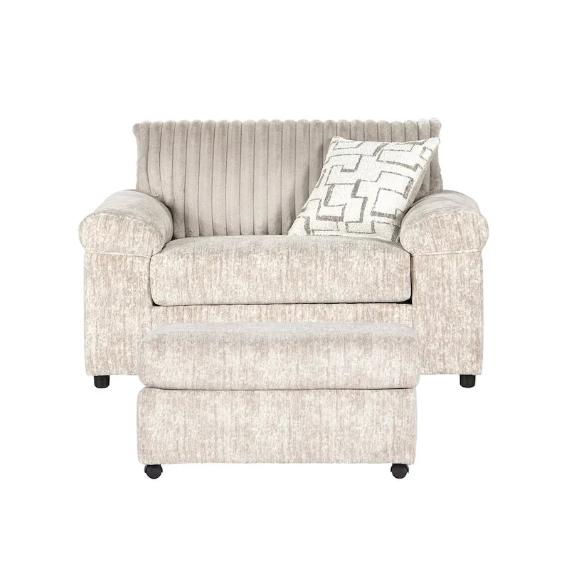 Wide Wale Corduroy Cuddle Chair and Ottoman Set