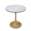 24 Round Dining Table for 4 with MDF Tabletop in Gold Steel Base for Kitchen & Dining Room