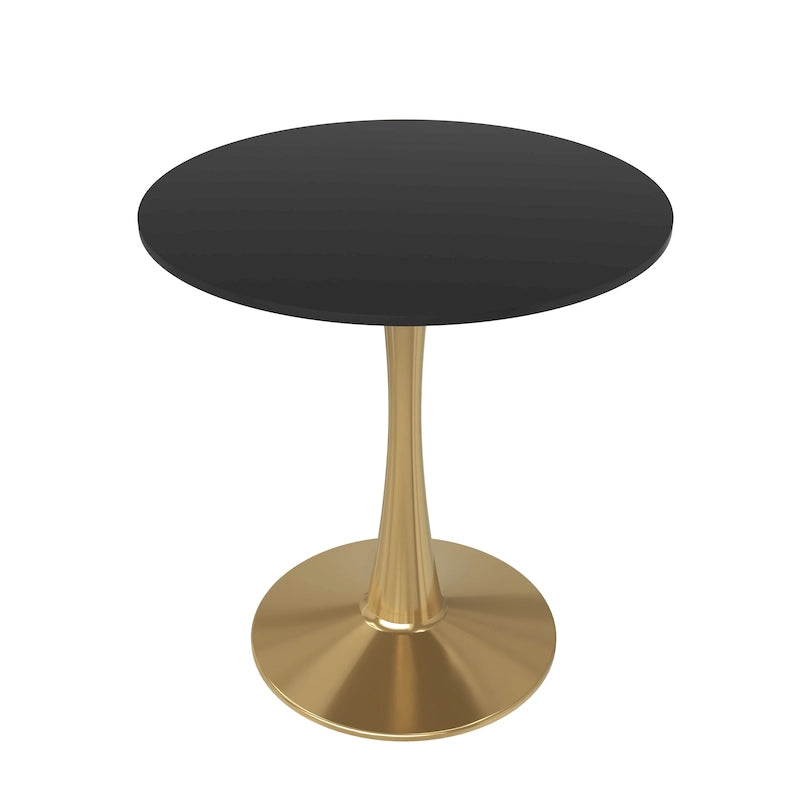24 Round Dining Table for 4 with MDF Tabletop in Gold Steel Base for Kitchen & Dining Room