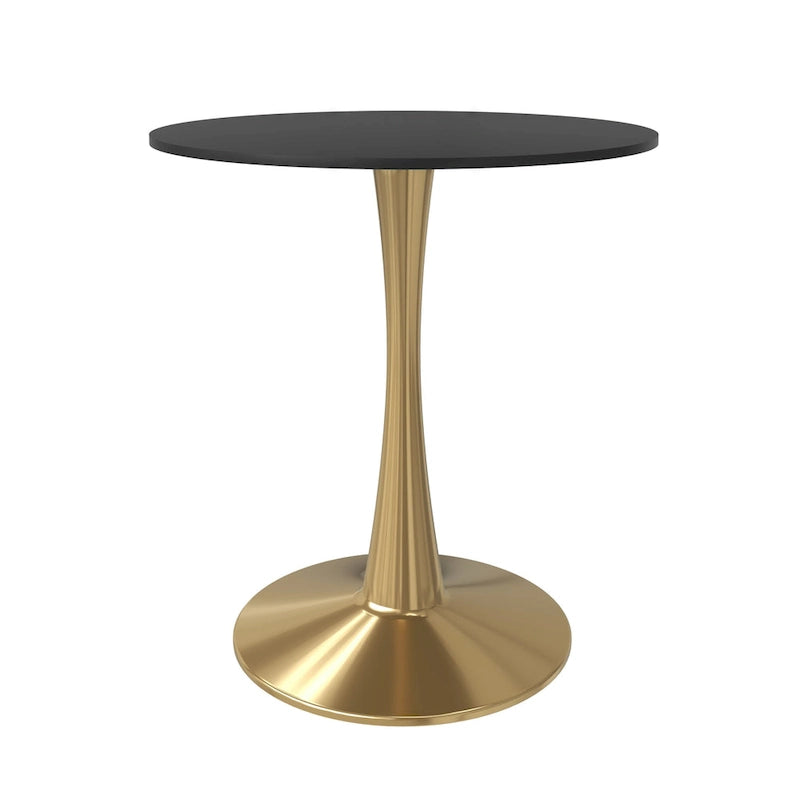 24 Round Dining Table for 4 with MDF Tabletop in Gold Steel Base for Kitchen & Dining Room