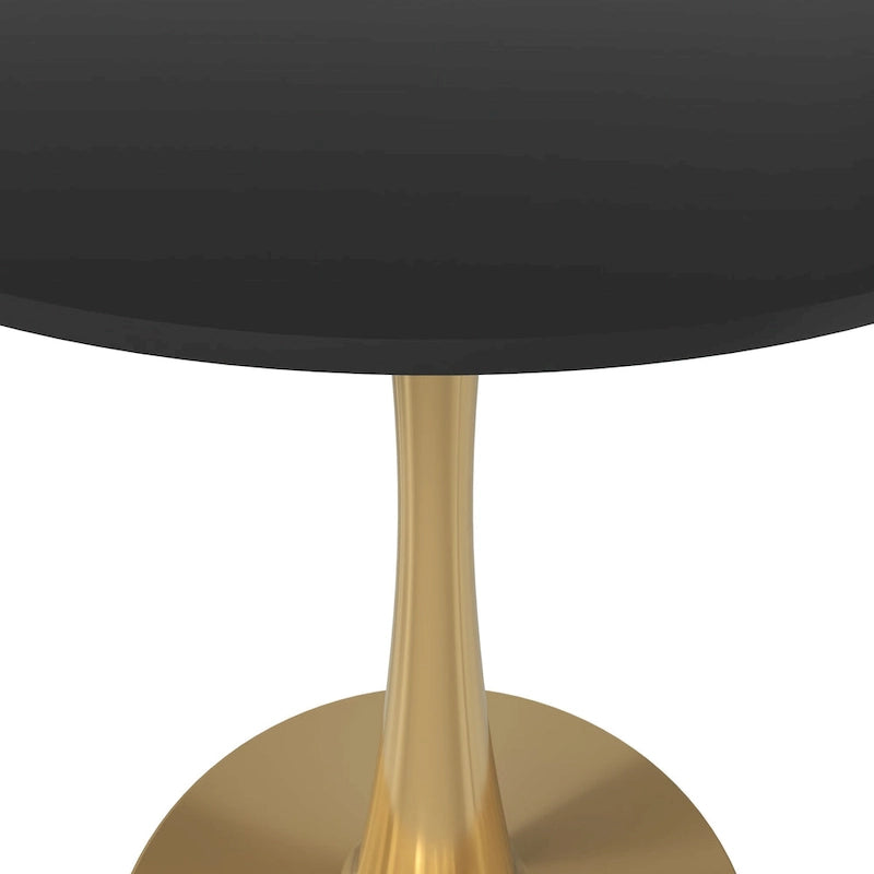 24 Round Dining Table for 4 with MDF Tabletop in Gold Steel Base for Kitchen & Dining Room