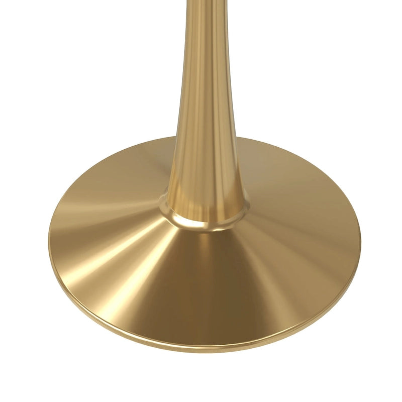 24 Round Dining Table for 4 with MDF Tabletop in Gold Steel Base for Kitchen & Dining Room