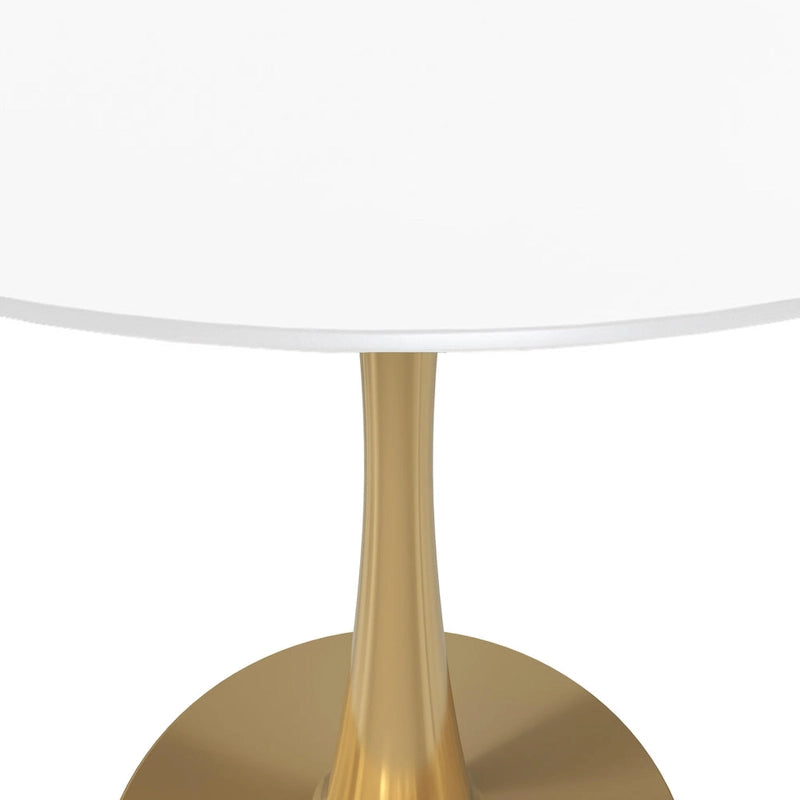 24 Round Dining Table for 4 with MDF Tabletop in Gold Steel Base for Kitchen & Dining Room