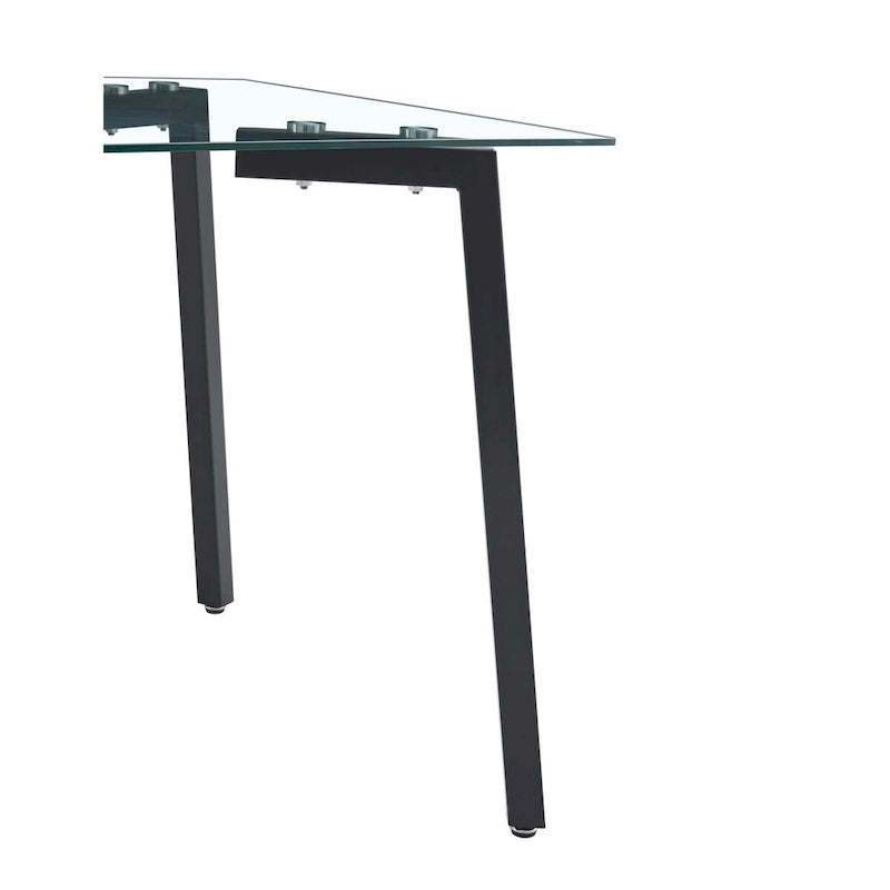 Glass Dining Table Modern Minimalist Rectangle Table for 4 Tempered Glass Tabletop with Metal Legs for Kitchens,Restaurants